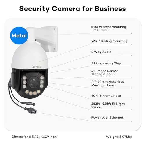 20X PTZ PoE IP Security Camera 4K