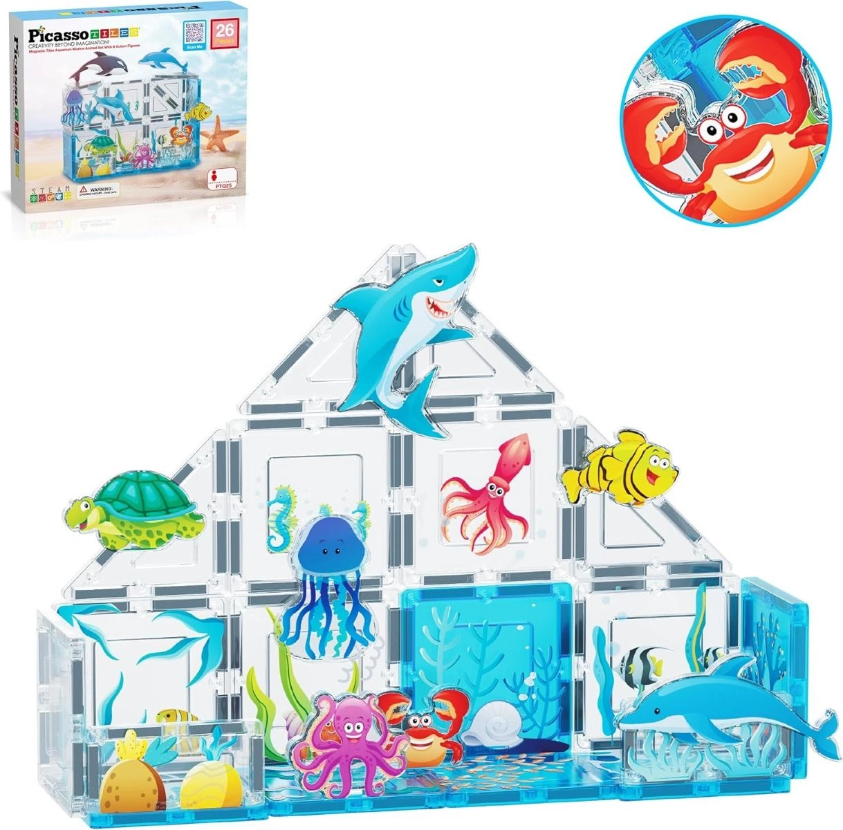 Picasso Magnetic Tiles Aquarium Marine Animal - 26 pcs