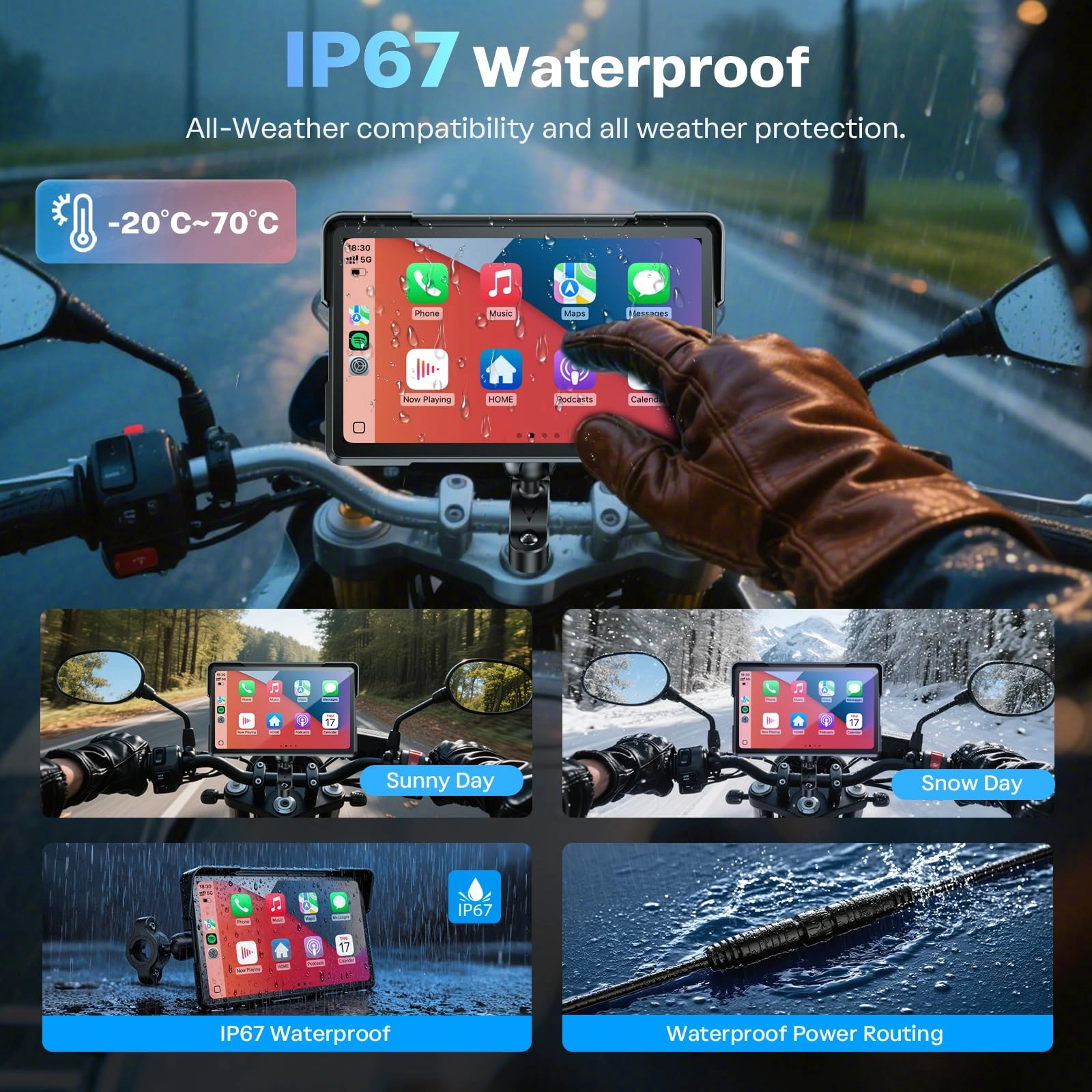 Motorcycle Carplay GPS Navigation System - 7 inch