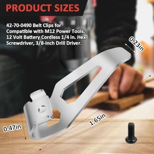 Belt Clip Hook and Screw - 42-70-0490 48-67-0010 4 Pack