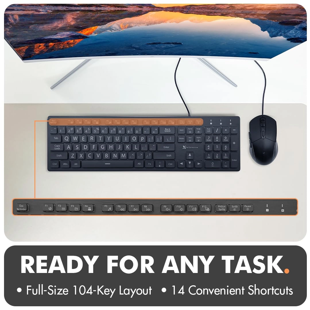 Backlit Large Print Keyboard - Full Size USB|USB-A