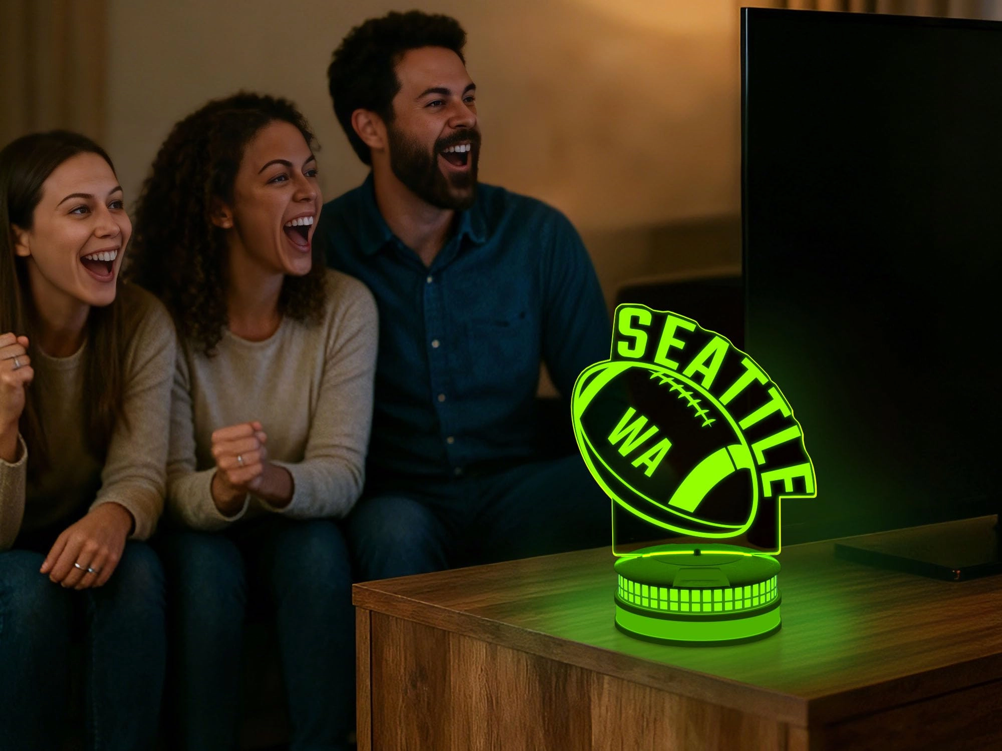 3D Football Seattle Night Light - USB 16 Color
