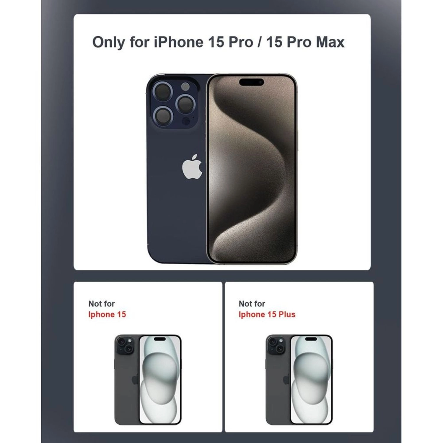 Clear Tempered Glass Camera Lens Protector for iPhone 15 Pro / iPhone 15 Pro Max (3-Pack)