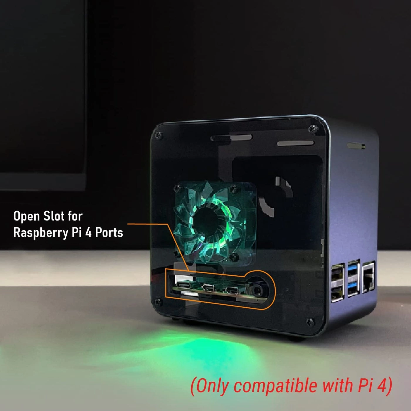 Raspberry Pi 4 Case - Aluminum Mini Tower 4000rpm Fan RGB Mood Light