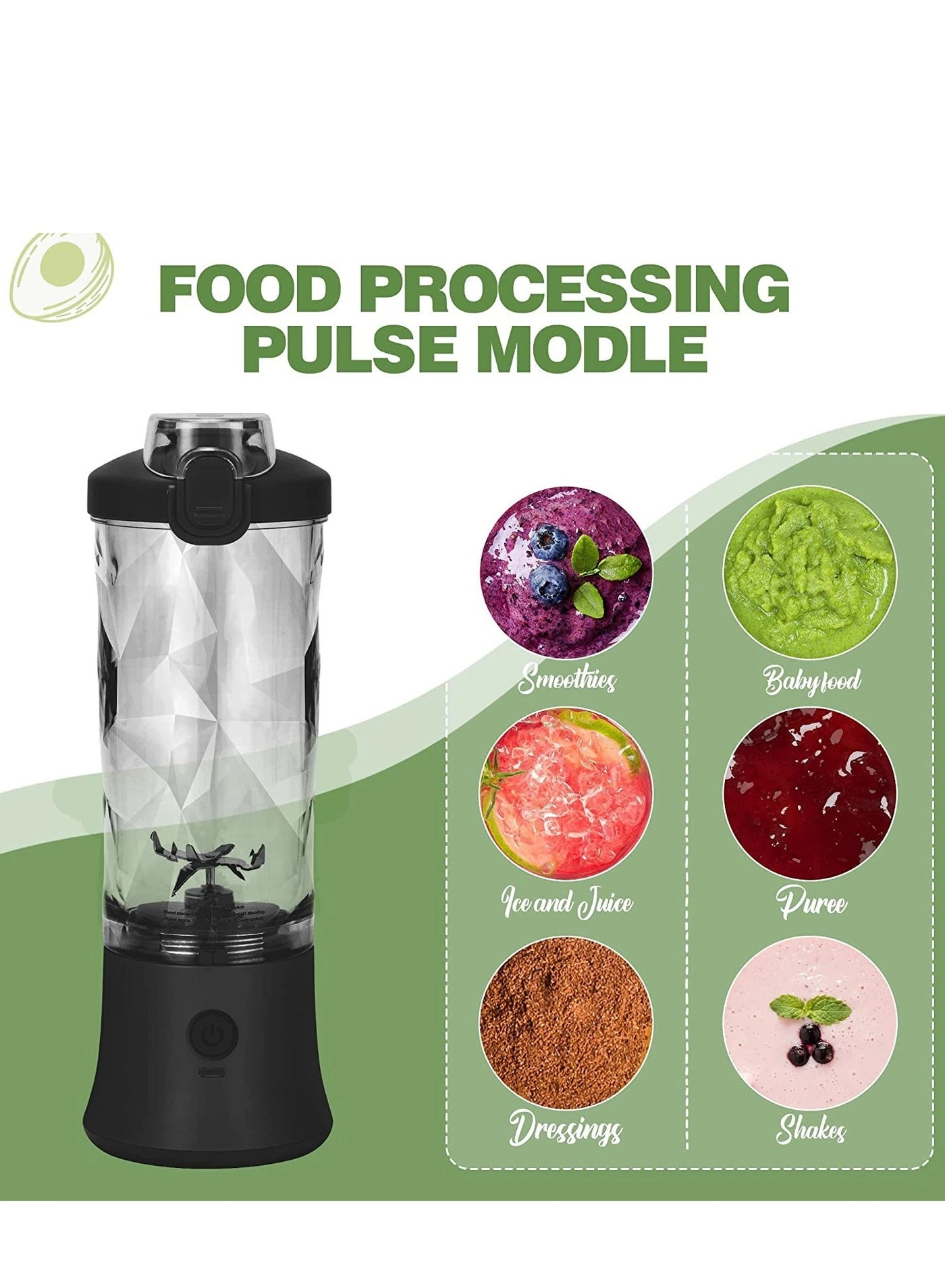 Portable Personal Blender - 6-Blade USB Rechargeable Portable