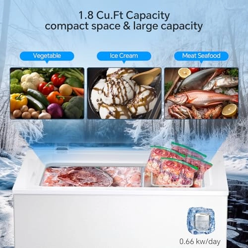 Chest Freezer - Removable Basket Free Standing Adjustable Temperature