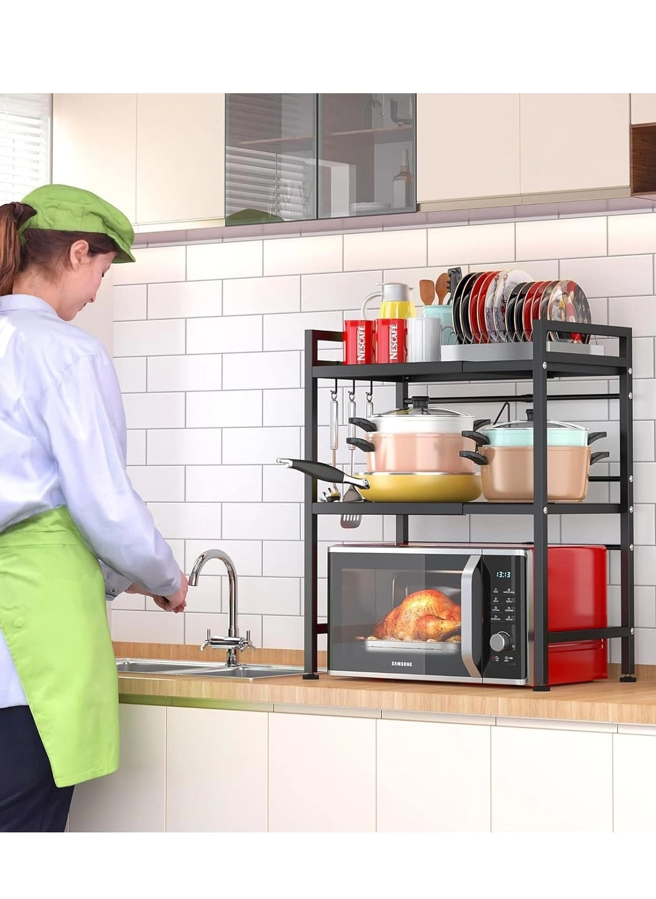 2-Tier Expandable Over the Microwave Oven Rack