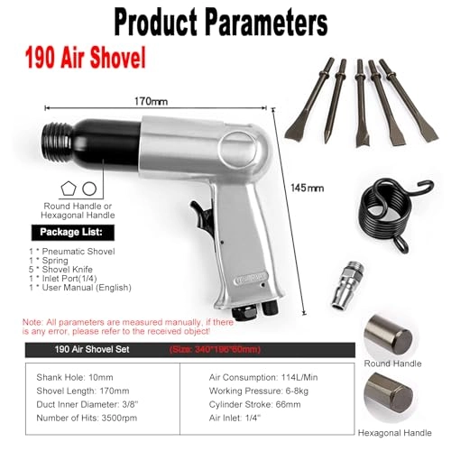 Pneumatic Shovel - 1/4 Inlet 66mm Stroke 3500rpm