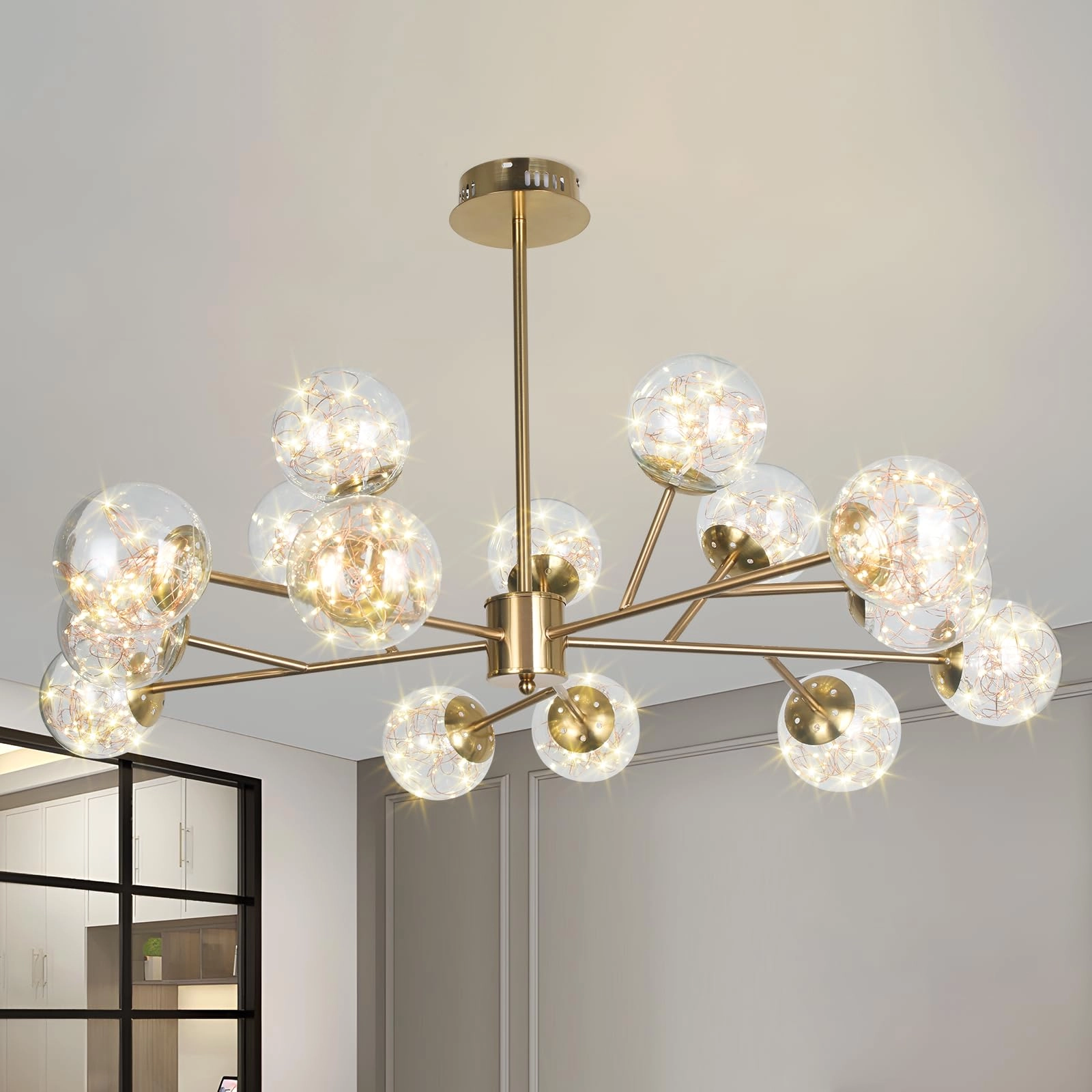 YT YATAI LIGHTING Sputnik Chandelier - 15-Light Gold 90W