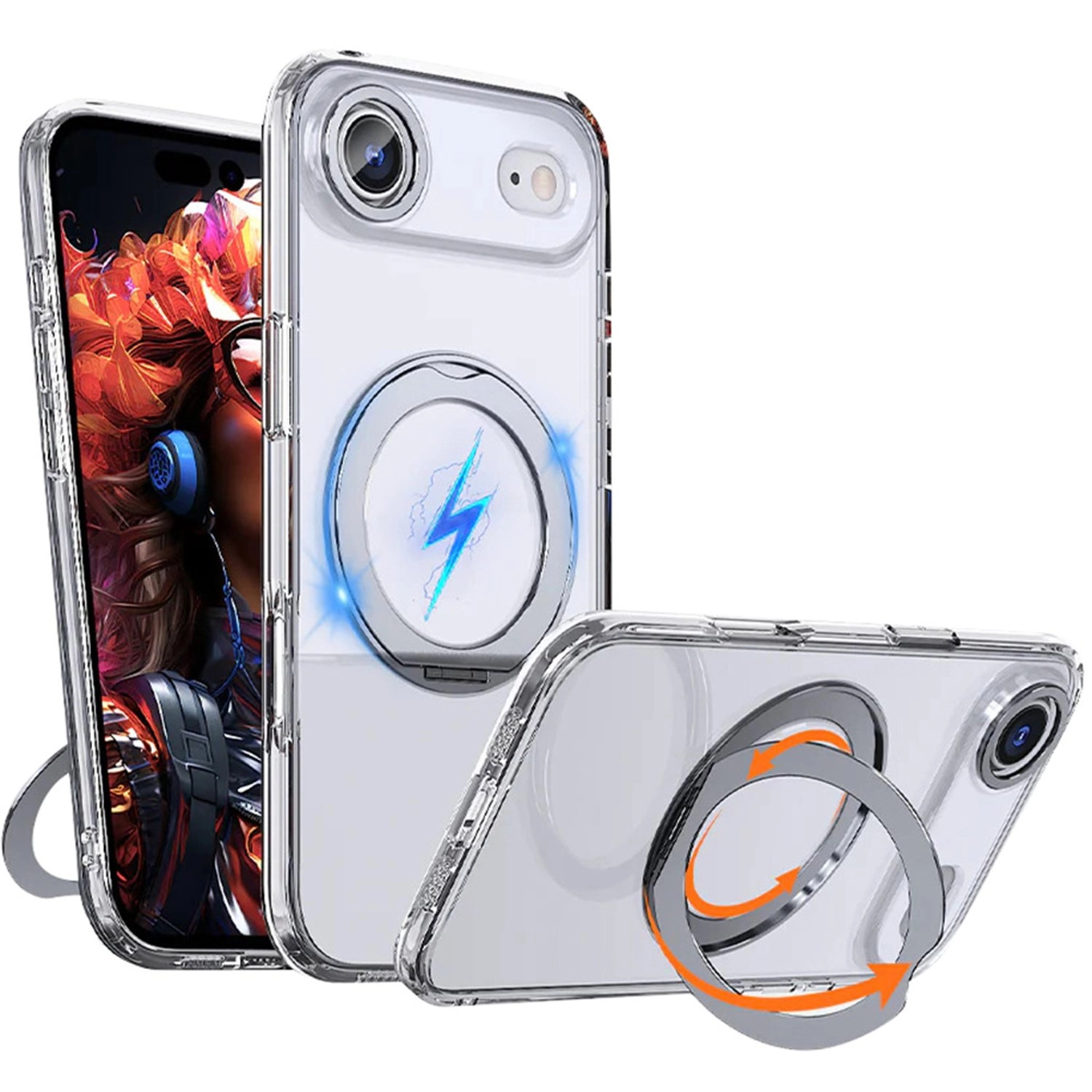 360° Rotate Ring Stand Magsafe Case - TPU and polycarbonate for iPhone 17
