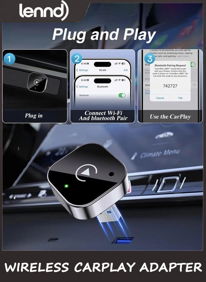 Wireless CarPlay & Android Auto Adapter - 2-in-1 Plug & Play USB/USB-C