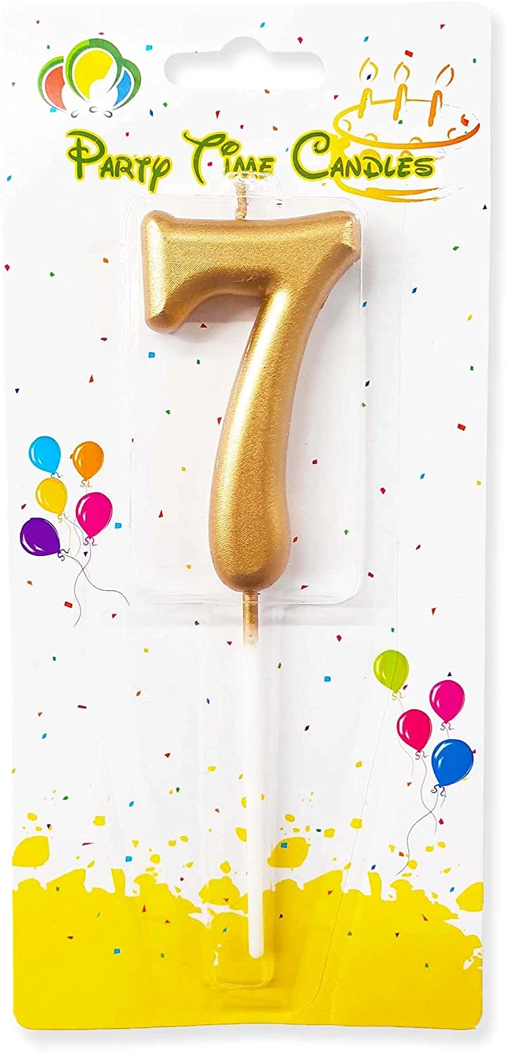 Number 7 Birthday Candle - Silver Cake Topper