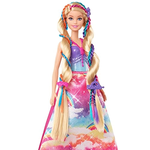 Barbie Dreamtopia Fantasy Braid Twist N Style Rainbow Hair Doll Playset - Twisting Tool Styling Accessories Ages 3+
