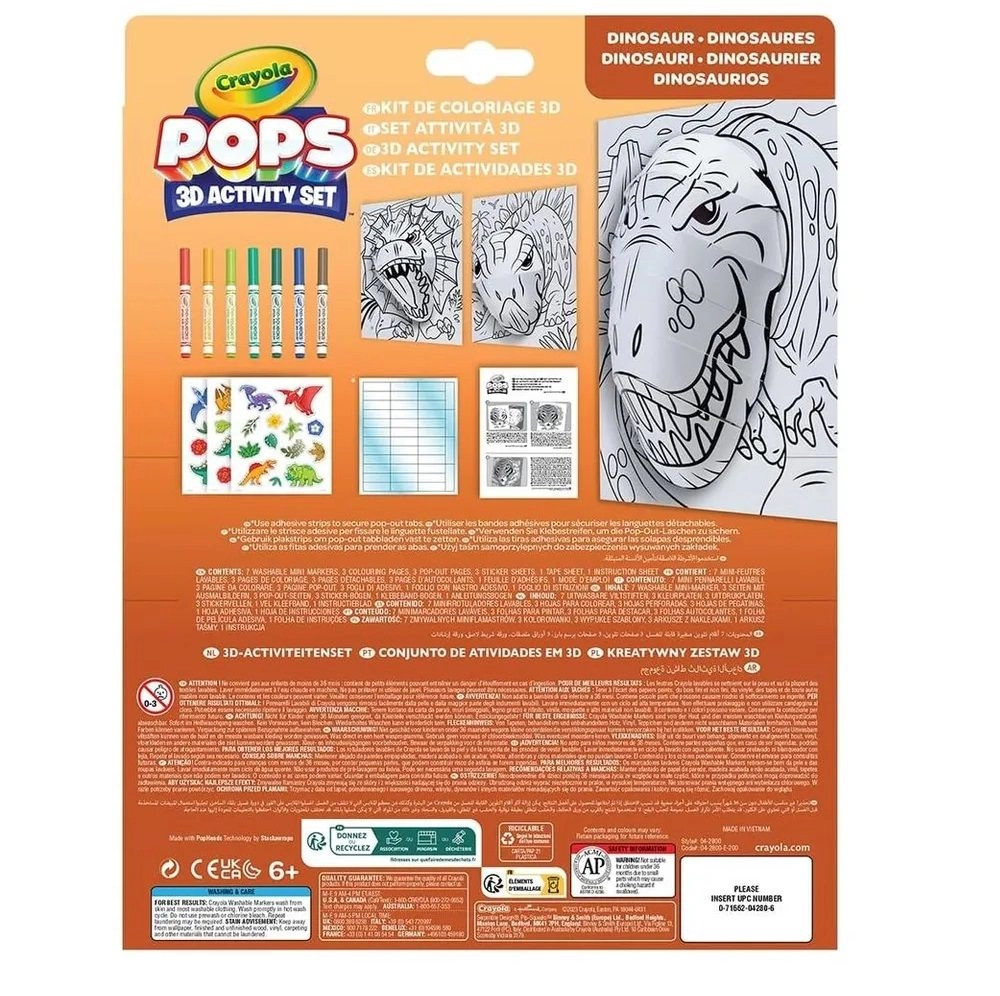 Pops 3D Dinos - 7 washable markers