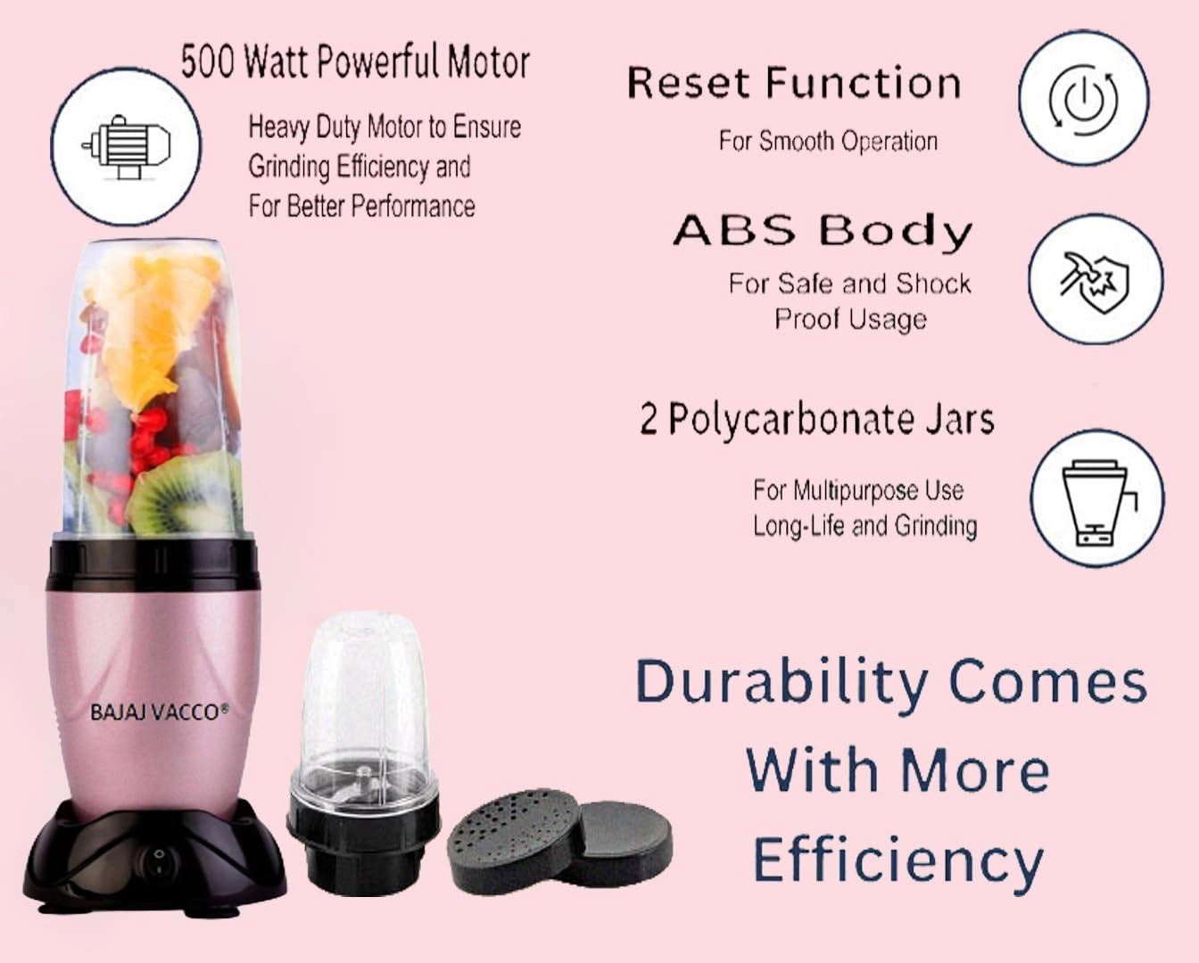 Master Chef 1 - Nutri Blender Mixer Grinder Rose Gold