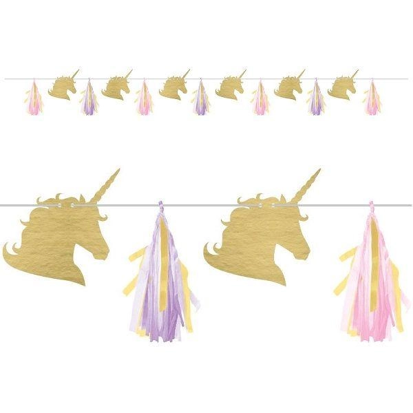 Party Zone Unicorn Sparkle Tissue Tassel Garlant With Cutout - Multicolor