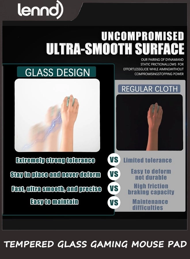 Tempered Glass Gaming Mouse Pad - 36x32 cm