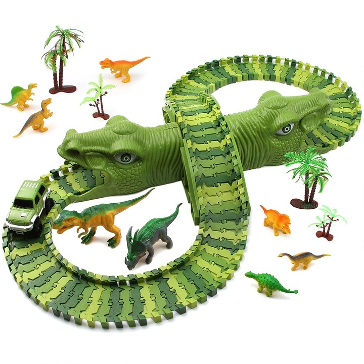 Feleph Dinosaur Race Car Track - 153PCS