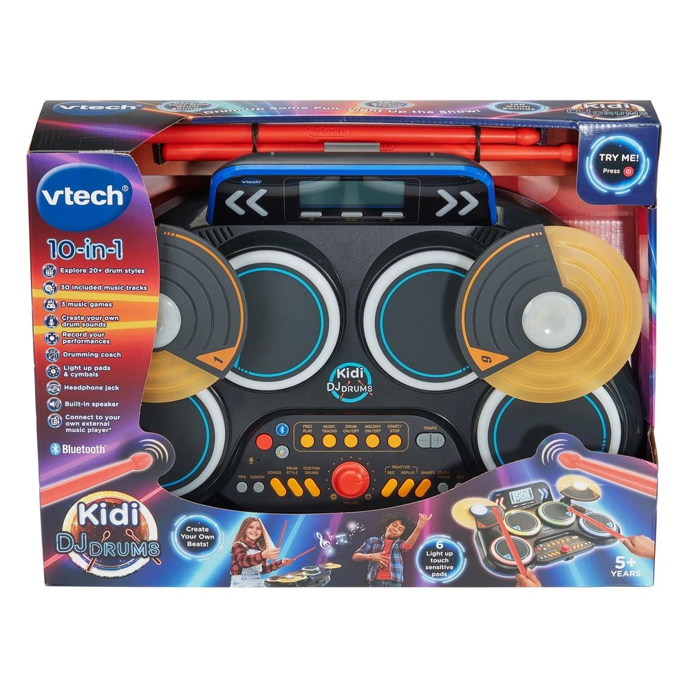 10-In-1 Kidi Light-Up DJ Drums Kit With Bluetooth - 25+ songs Suitable for 5 years & above