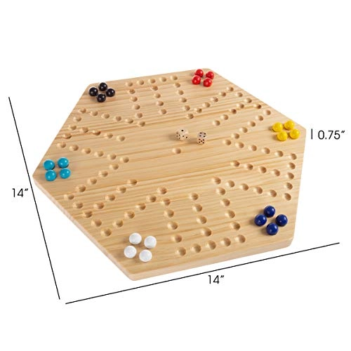 Classic Wooden Strategic Thinking Game - Complete Set Board 24 Colored Marbles