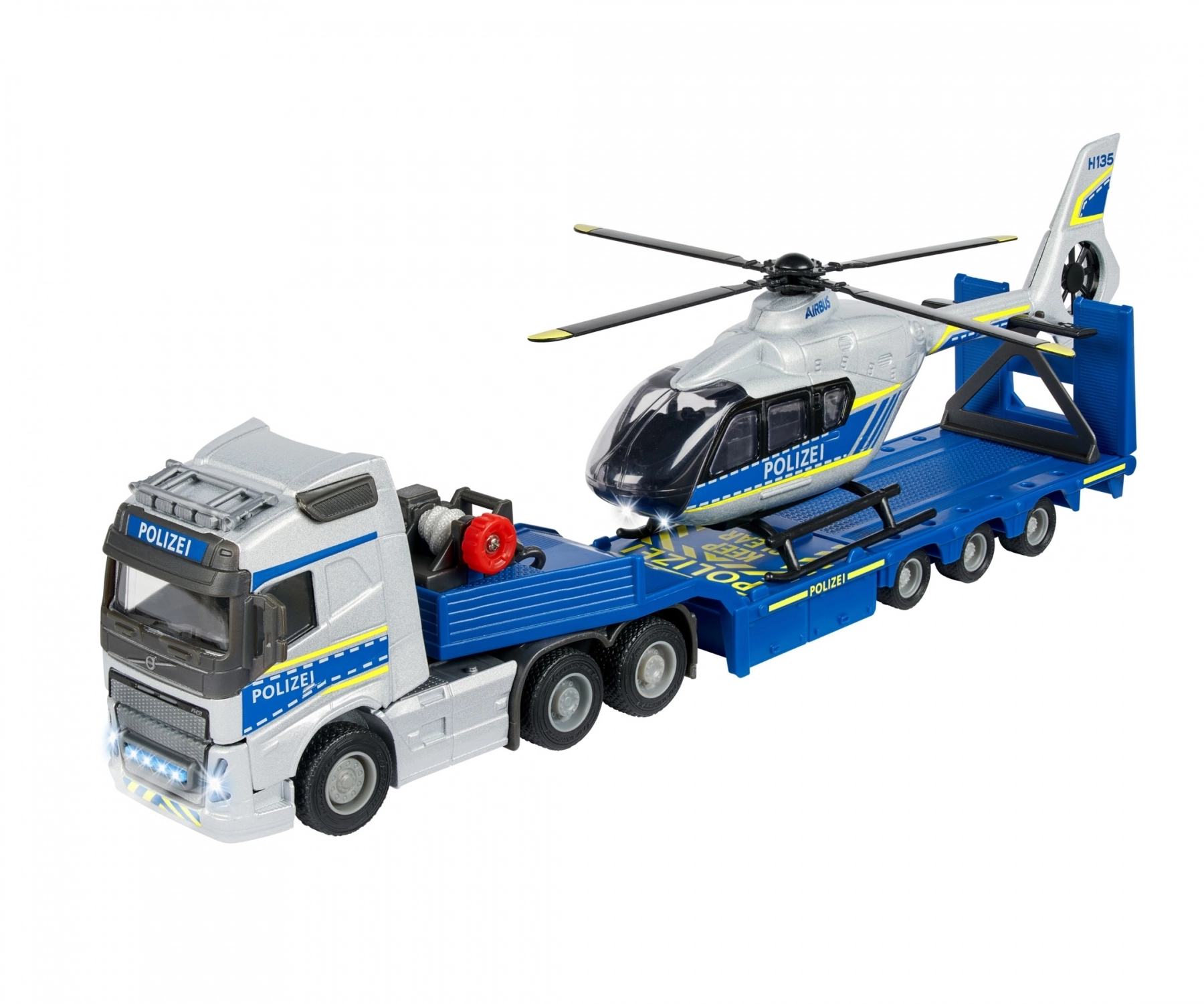 Majorette Volvo FH16 Truck - 35 cm + Airbus H135 Police Helicopter - 25.5 cm