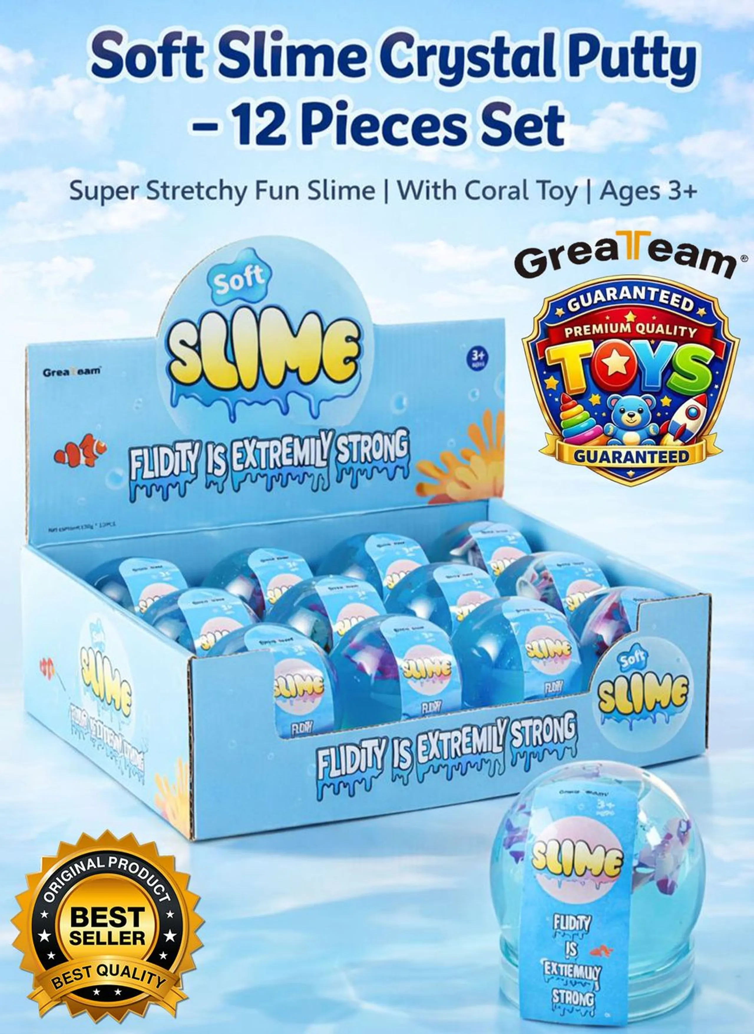 Soft Crystal Slime Putty - 3+ years 12 pcs