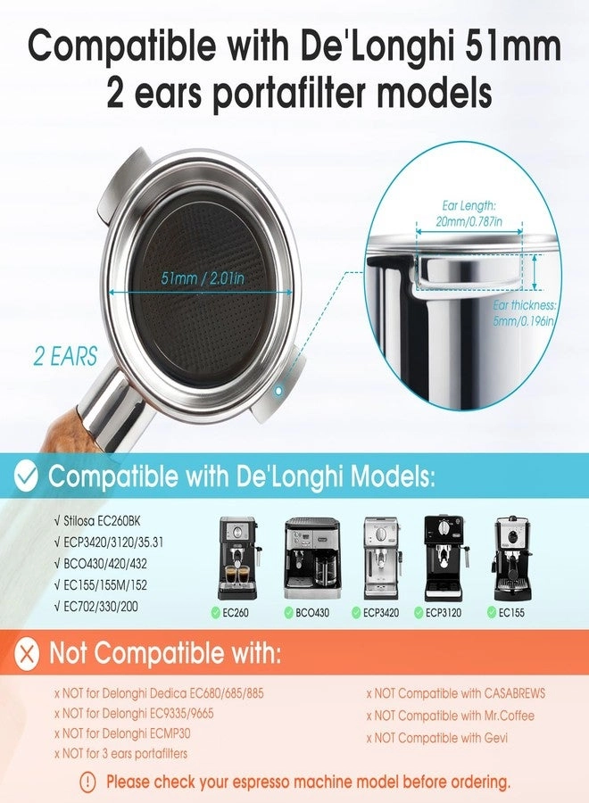 Lay-Flat Bottomless Portafilter - 51mm Stainless Steel