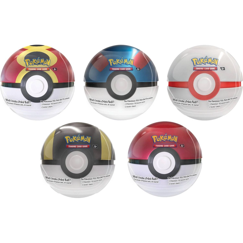 Pokémon Pokeball Tin - 3 Booster Packs 2 Sticker Sheets