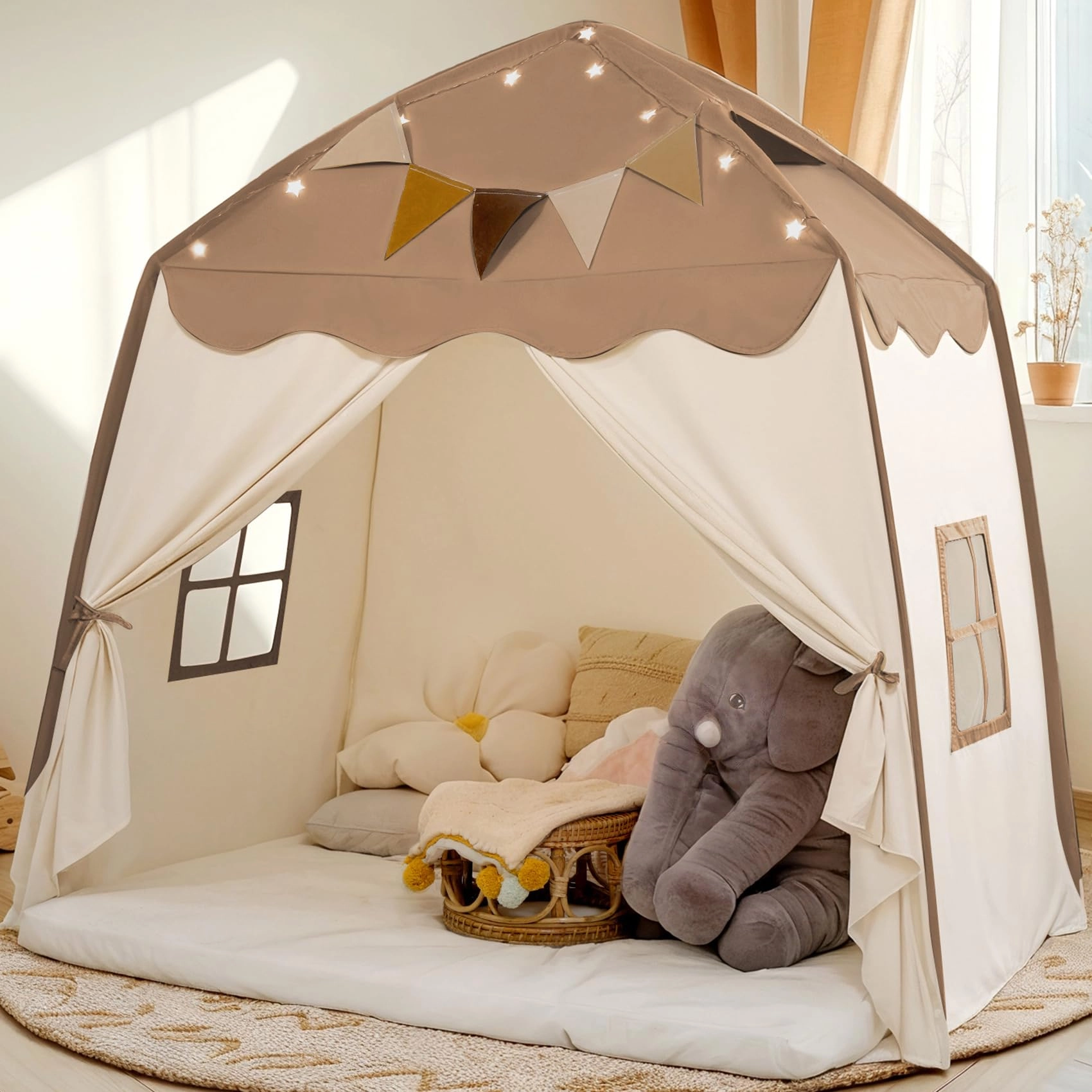 little dove Extra Large Kids Play Tent - 59x39x59in Brown