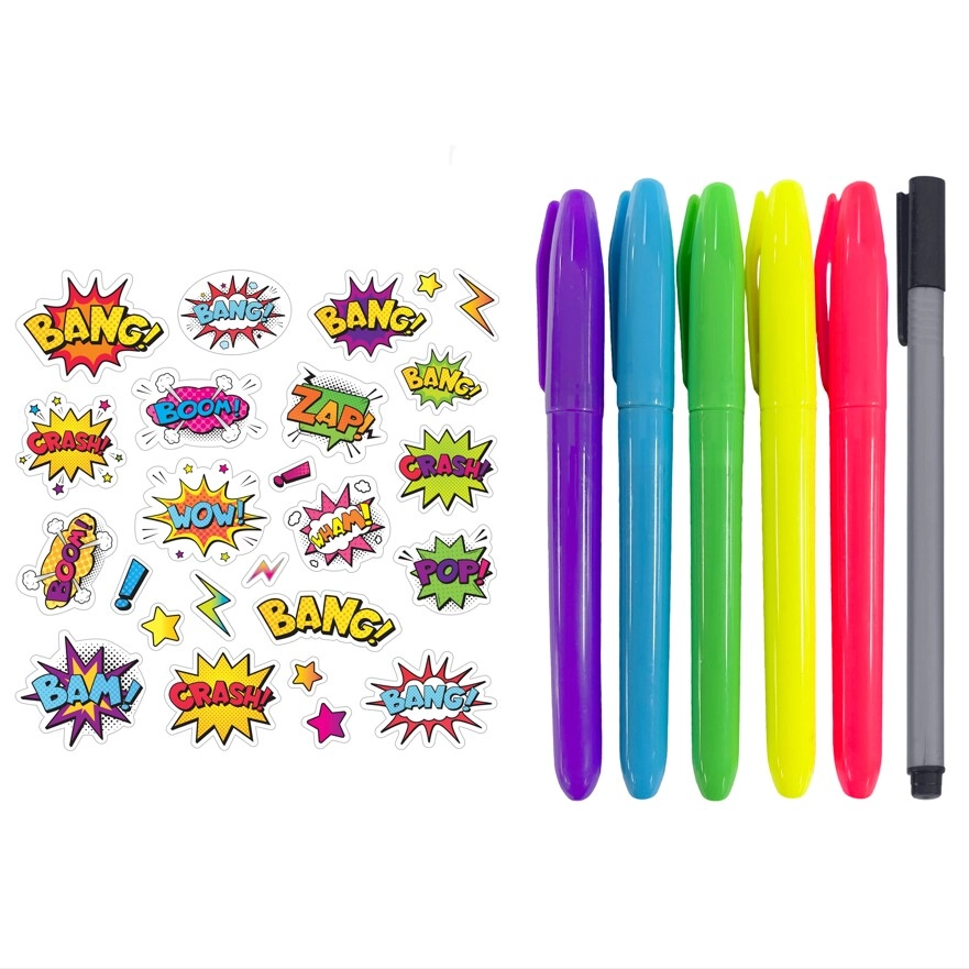 Kaleidoscope Neon Coloring Kit - Comic Art