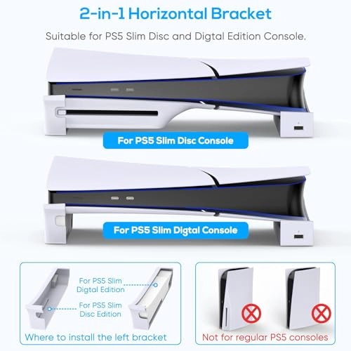 Stand for PS5 Slim - 4-Port USB Hub Horizontal Mount