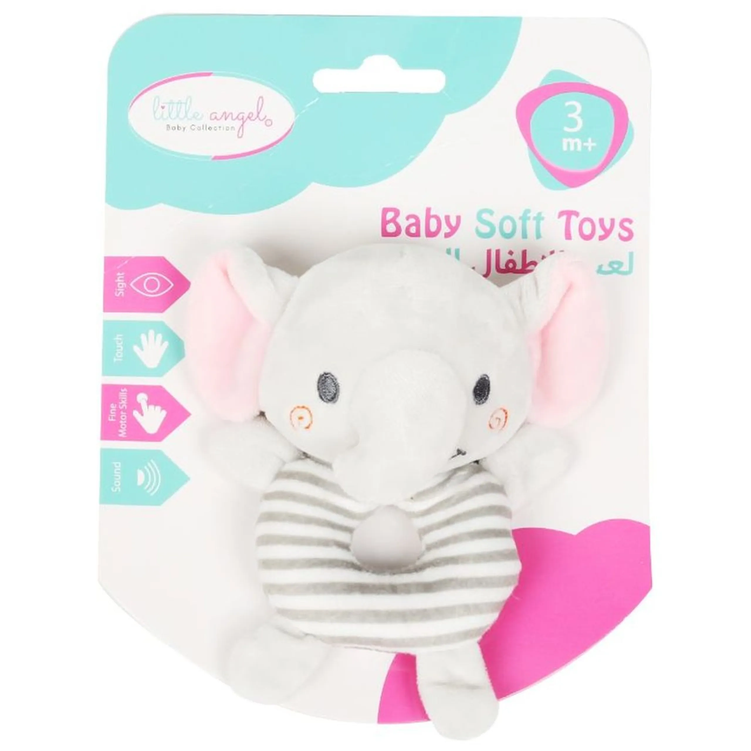 Baby Crib Soft Stuffed Rattle Pacifying Toy - Suitable for 3 months and above soft plush Elephant
