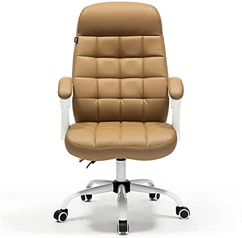 Desk Chair - PU Leather Brown High Back