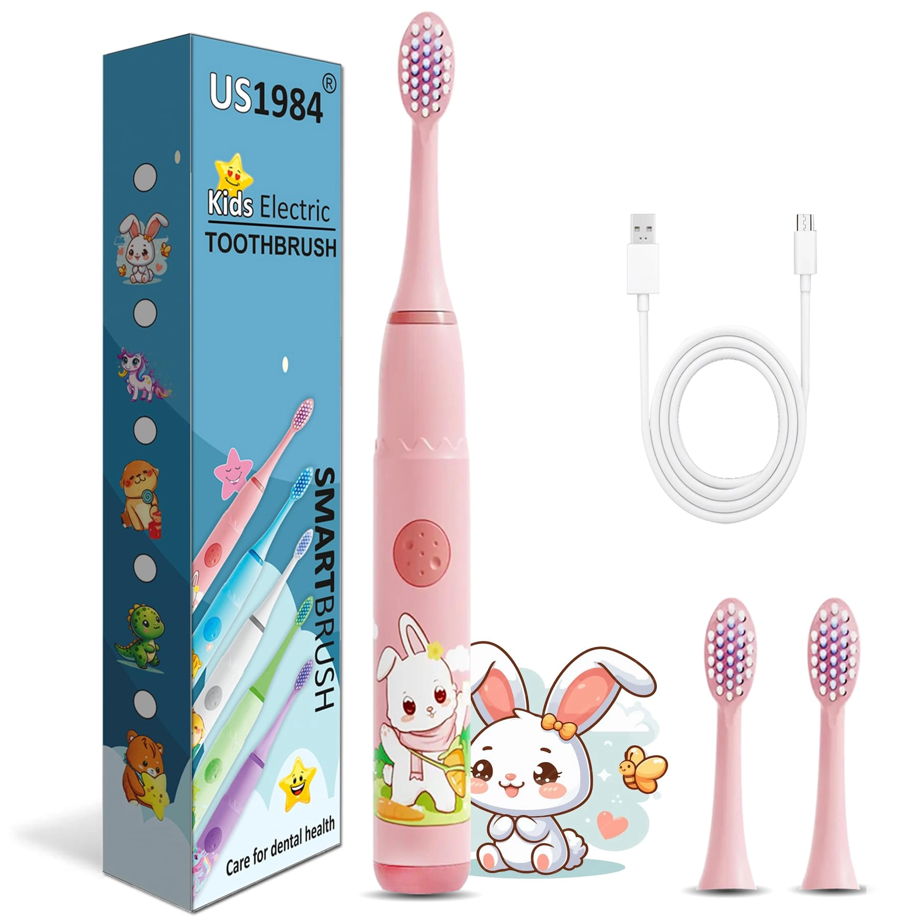 Sonic Electric Toothbrush - 4 Modes 3 Brush Heads Rechargeable
