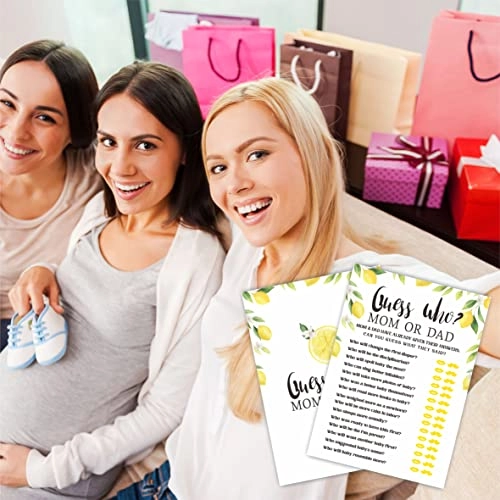 Watercolor Lemon Baby Shower Game Cards - 30 pieces Adult