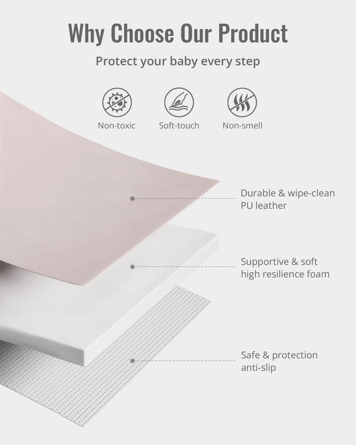 Vegan Leather Baby Play Mat - 50x50 Taupe