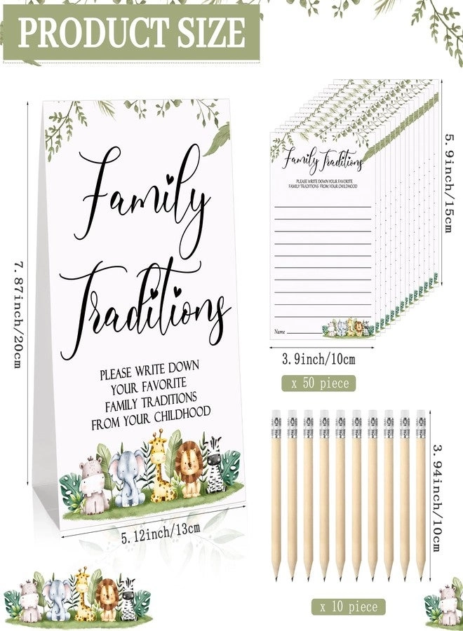 Family Traditions Standing Sign - 61 Pieces + Family Traditions Activities Cards + Pencils