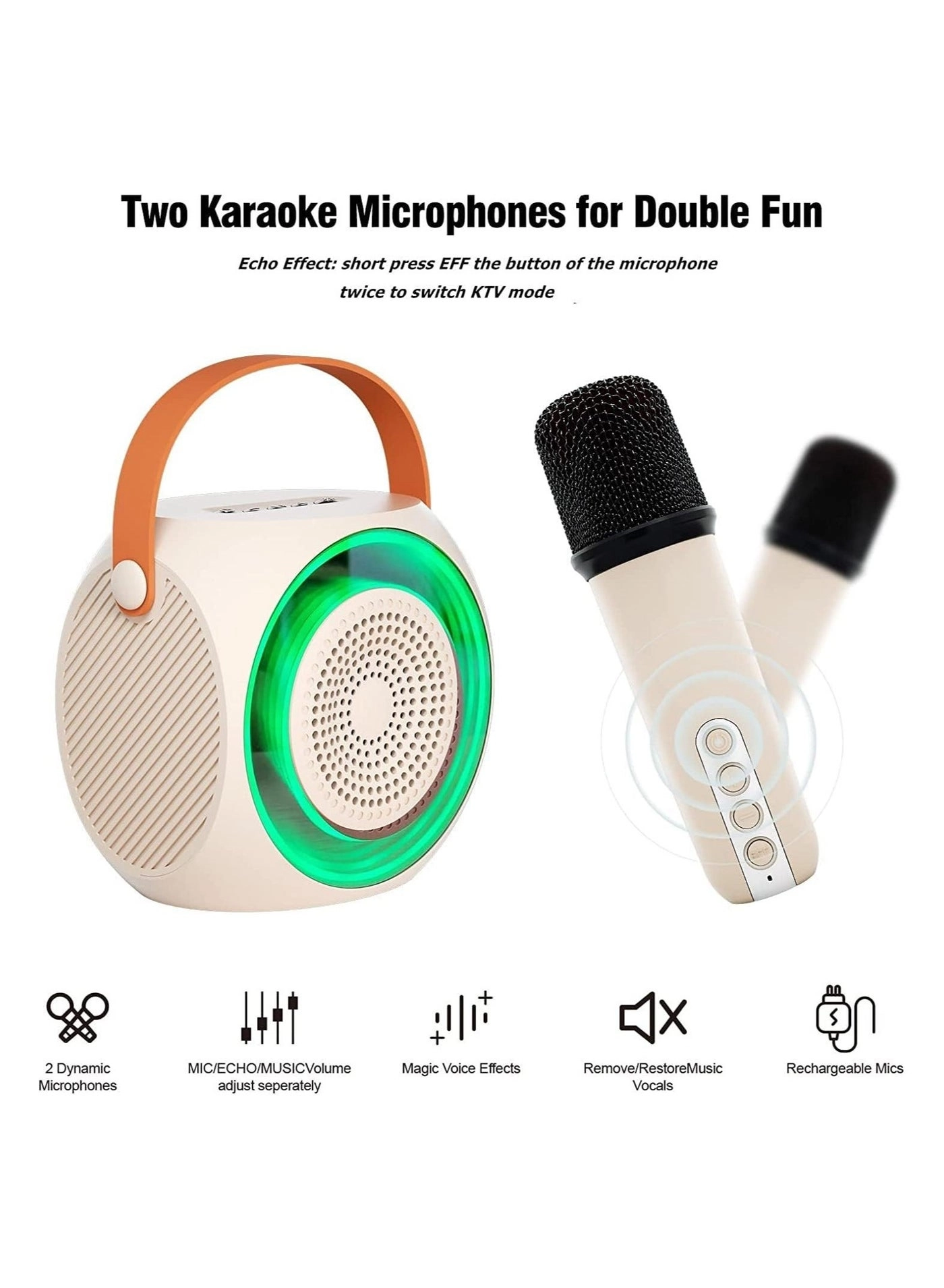 Karaoke Machine - 2 Wireless Microphones 10W