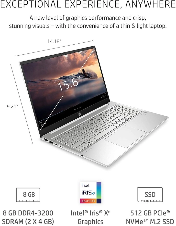 Pavilion 15t-eg000 - 15.6'' Core i5-1135G7 8GB DDR4 512GB SSD