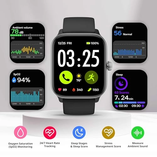 Health Smartwatch 4 - 1.85-inch AMOLED IP68 Waterproof 10+ Days Battery