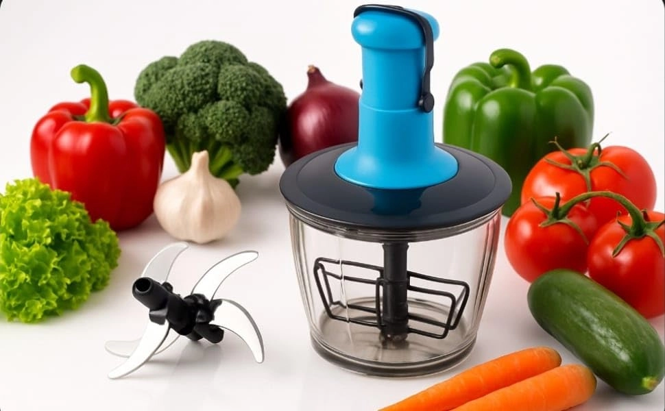 YOSHYK Push Chopper - 1000 ml 4 Stainless-Steel Blades