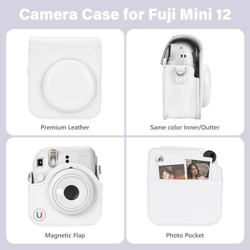 Camera Case - Instax Mini 12 + Photo Album + Photo Frame + Stickers + Lens Filter + Selfie Mirror