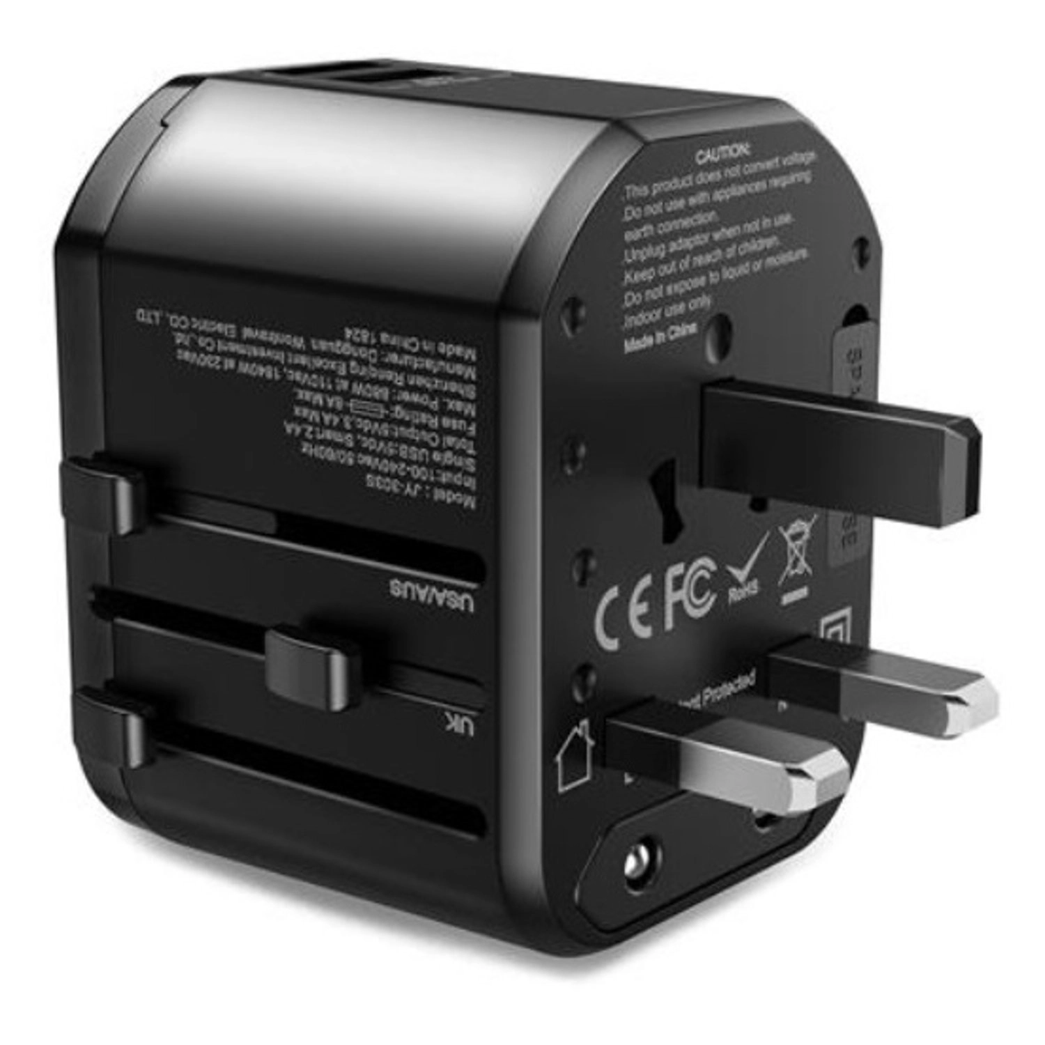 5V/3A Dual USB Universal Adaptor - EU, AU, UK, and US