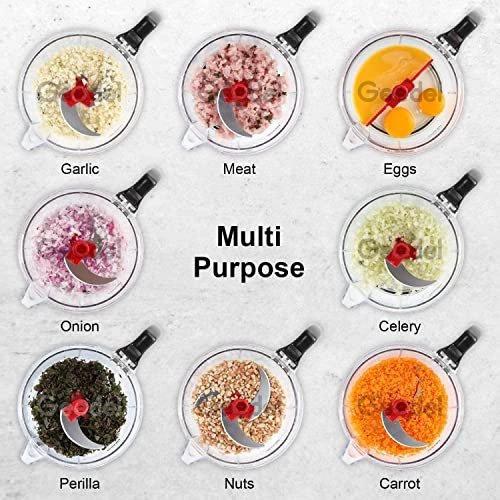 Hand crank food processor - 1.5L 3-blade