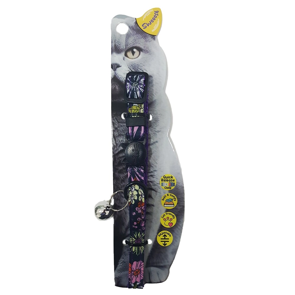 Swooosh Rainbow Cat Nylon Safe Cat Collar - C-10mm 18/28cm cats Pack