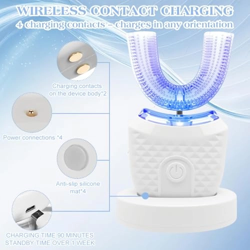 U-Shaped Toothbrush - 360° Deep Cleaning 3 Cleaning Modes LED Blue Light