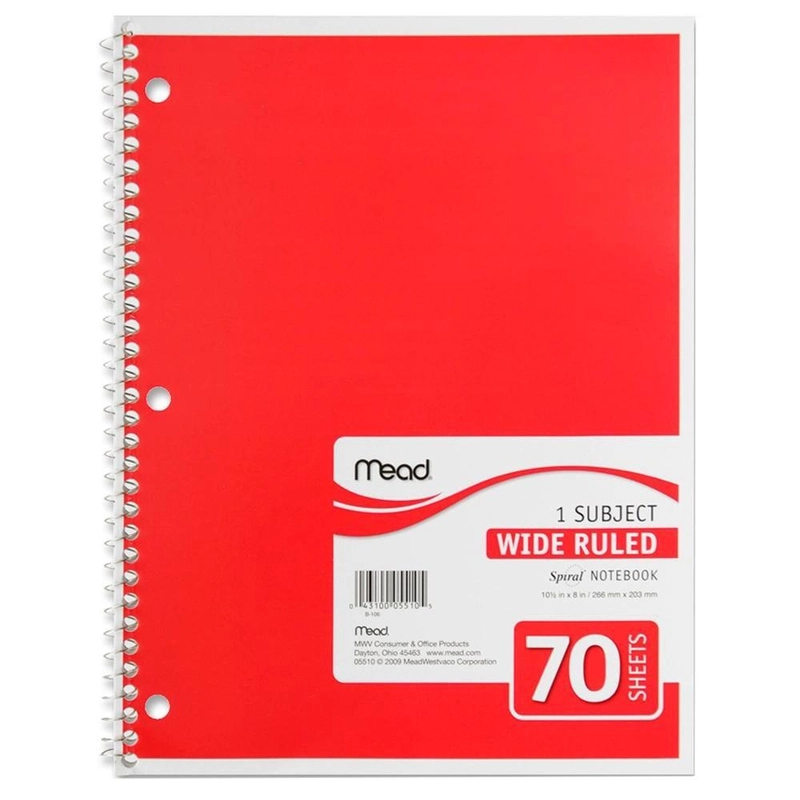 Mead Notebook 8 X 10.5 in Spiral - Lined 70 Sheets