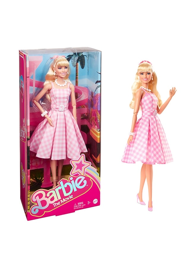 Margot Robbie as Barbie Collectible Doll - Pink Gingham Dress Posable Ages 3+