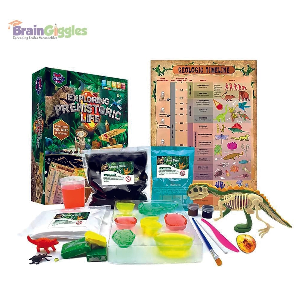 Science Experiment Kit Exploring Prehistoric Life - 8 years+ 17 pieces