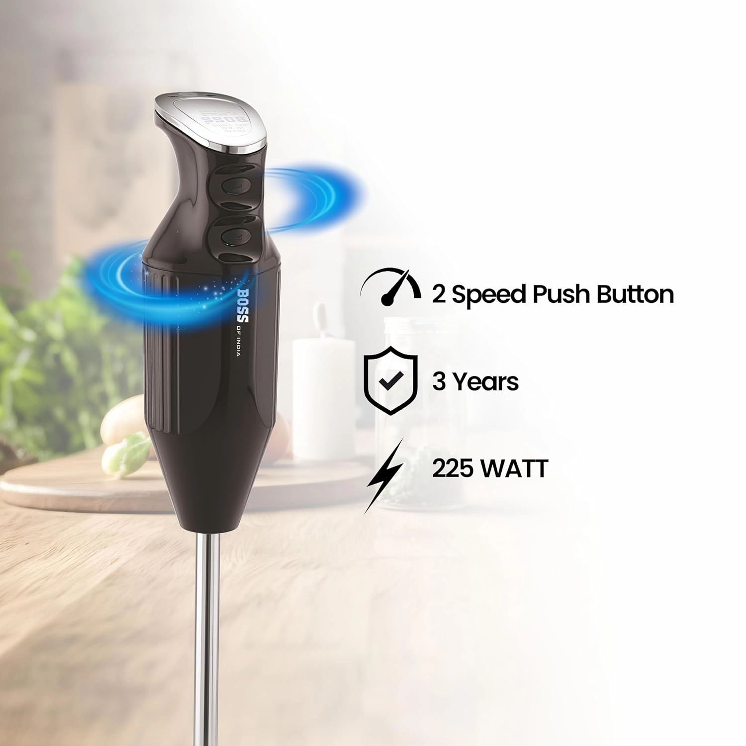 Platinum Portable Hand Blender - Variable Speed Control, Easy to Clean & Store